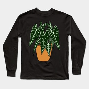 Alocasia Polly Illustration | Plant in a pot Long Sleeve T-Shirt